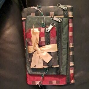 Plaid Zippered Pouch Set with Bow